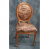 LOT 6 CHAISES MEDAILLON DE STYLE LOUIS XVI - Bois naturel et toile de jute