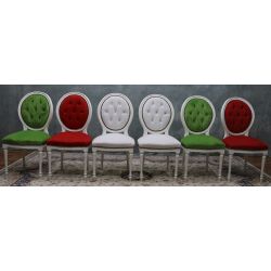 LOT 6 CHAISES MEDAILLON DE STYLE INDUS