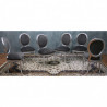 LOT 6 CHAISES MEDAILLON STYLE LOUIS XVI - bois feuille d'argent et velours gris