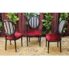 LOT 6 CHAISES MEDAILLON - "PROMO -20%"Lot 6 chaises Médaillon en stock au prix de 199€ TTC unitaire au lieu de 249€ TTC. Fabrication en bois de hêtre 100 % massif. Garniture de tapissier avec sangles, crin et ressorts. Chaises très confortables, adaptées aux gabarits grands et/ou forts, avec une hauteur d’assise de 50 cm et une hauteur totale de 101 cm.