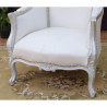 FAUTEUIL CARROSSE STYLE BAROQUE -  Bois argent, simili cuir croco blanc et velours Blanc