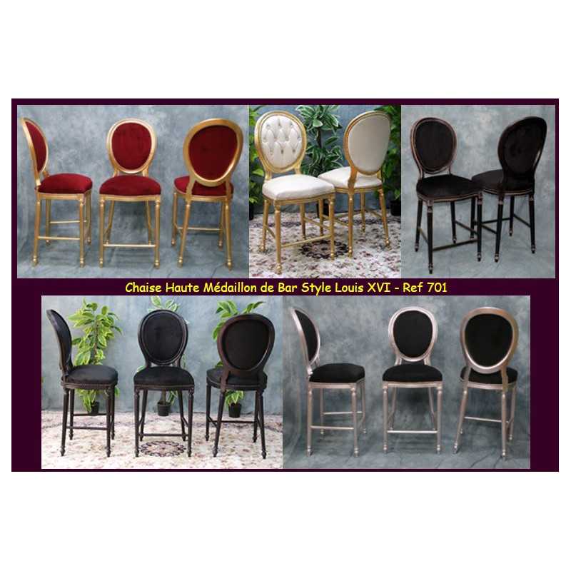 CHAISE MEDAILLON HAUTE DE BAR - FABRICATION SUR MESURE - Hauteur de l'assise 61cm