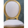 LOT 3 CHAISES MEDAILLON DE BAR - CUIR CROCO BLANCLot 3 Chaises Hautes de Bar Médaillon de Style Louis XVI - Hauteur d'assise 61cm.