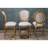 LOT 3 CHAISES MEDAILLON DE BAR - CUIR CROCO BLANCLot 3 Chaises Hautes de Bar Médaillon de Style Louis XVI - Hauteur d'assise 61cm.
