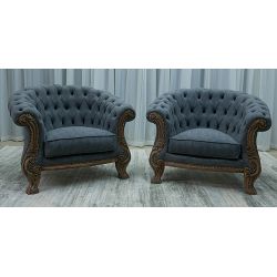 SALON BAROQUE DE STYLE CHESTERFIELD - Version 210cm - 3 PIÈCES