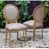 LOT 6 CHAISES MEDAILLON  - Bois vernis naturel avec un simili cuir de velours