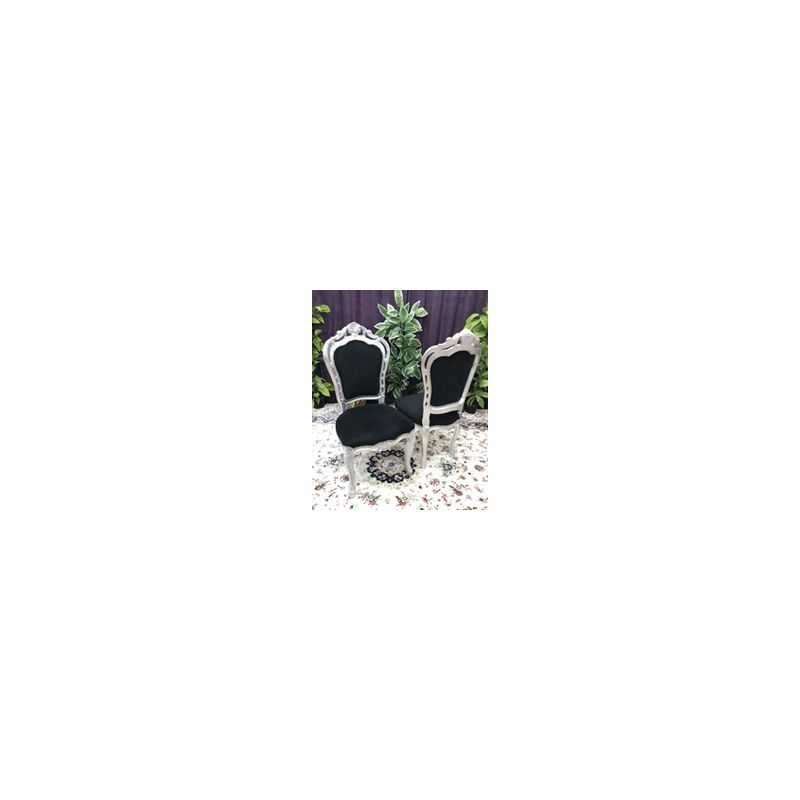 LOT 6 CHAISES BAROQUE - Bois Argent - Velours noir - "PROMO -20%"Lot de 6 chaises Baroque au prix de 199€ TTC au lieu de 249€ TTC.