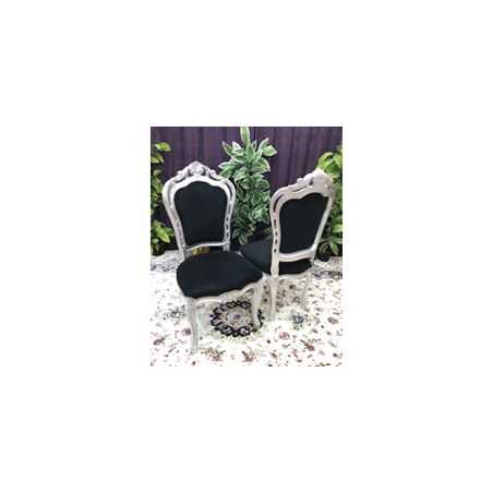 LOT 6 CHAISES BAROQUE - Bois Argent - Velours noir - "PROMO -20%"Lot de 6 chaises Baroque au prix de 199€ TTC au lieu de 249€ TTC.