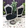 LOT 6 CHAISES DE STYLE BAROQUE - Bois feuille d'or avec un tissu rouge et or