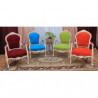 LOT 4 FAUTEUILS CABRIOLET DE STYLE LOUIS XV en stock - Multicolores - Bois doré blanchi - PROMO !Lot de 4 fauteuils Cabriolet de style Louis XV, fabriqués en hêtre 100% massif avec sculptures réalisées à la main au ciseau à bois.Prix Promo 999€ TTC au lieu de 1396€ TTC pour ce lot en stock.Finition bois doré blanchi donnant un aspect patiné et ancien, associée à plusieurs couleurs de tissus pour créer un ensemble multicolore décoratif et original.Structure robuste avec assemblages traditionnels, assise confortable et dossier galbé typique du fauteuil Cabriolet Louis XV.Livraison assurée par nos soins, les fauteuils étant protégés individuellement dans des couvertures et mousses de calage pendant le transport. 
