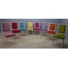 LOT 8 CHAISES JACOB MULTICOULEURS - Bois ceruse blanc avec 30 choix de velours