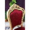 LOT 6 CHAISES DE STYLE BAROQUE - Bois feuille d'or avec tissu rouge bordeaux faux uni