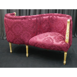 Fauteuil Confident 2 places de Style Louis XV - Bois doré et tissu bordeaux