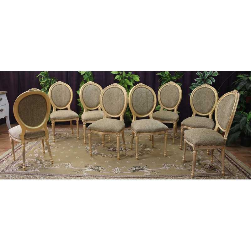 LOT DE 8 CHAISES MEDAILLON  - "Déstockage -50%"