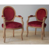LOT 6 CHAISES MEDAILLON PIEDS LOUIS XV dont 2 avec accoudoirs - Vernis brossé chêne ancien - "PROMO STOCK -25%"