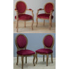 LOT 6 CHAISES MEDAILLON PIEDS LOUIS XV dont 2 avec accoudoirs - Vernis brossé chêne ancien - "PROMO STOCK -25%"