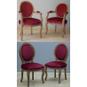 LOT 12 CHAISES MEDAILLON PIEDS LOUIS XV dont 2 avec accoudoirs - Vernis brossé chêne ancien - "PROMO STOCK -20%"