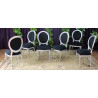 LOT 4 CHAISES MEDAILLON STYLE LOUIS XVI -  bois feuille d'argent et velours noir