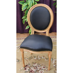 LOT 12 CHAISES MEDAILLON - Bois naturel avec simili cuir