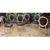 LOT 12 CHAISES MEDAILLON - Bois naturel avec simili cuir