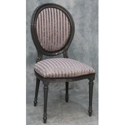 LOT 6 CHAISES MEDAILLON - Bois laqué gris - "PROMO -20%"