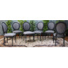 LOT 6 CHAISES MEDAILLON - Bois laqué gris - "PROMO -20%"