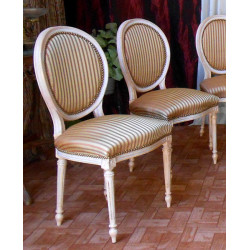LOT 6 CHAISES MEDAILLON - Bois Or blanc - "PROMO -20%"