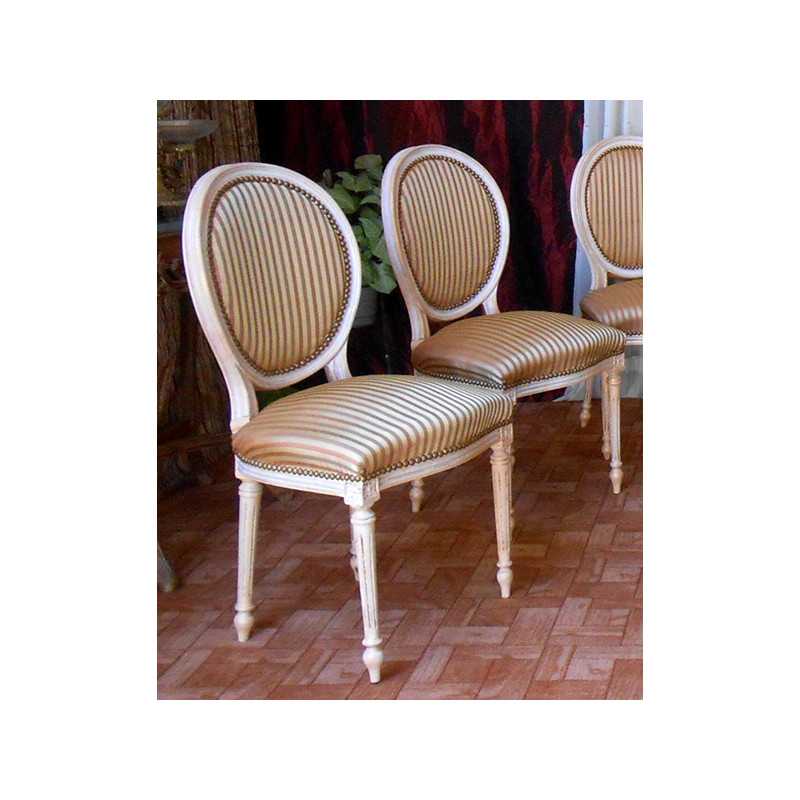 LOT 6 CHAISES MEDAILLON - Bois Or blanc - "PROMO -20%"
