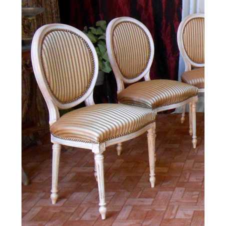 LOT 6 CHAISES MEDAILLON - Bois Or blanc - "PROMO -20%" LOT 6 CHAISES MEDAILLON - Bois Or blanc - "PROMO -20%"