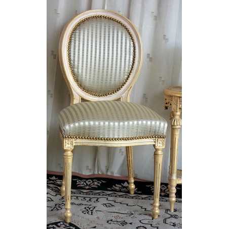 LOT 6 CHAISES MEDAILLON - Bois Or blanc - "PROMO -20%" LOT 6 CHAISES MEDAILLON - Bois Or blanc - "PROMO -20%"