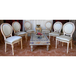 LOT 6 CHAISES MEDAILLON - Bois Or blanc - "PROMO -20%"