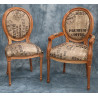 LOT 8 CHAISES MEDAILLON DONT 2 CHAISES AVEC ACCOUDOIRS - Toile de jute et bois naturel - "PROMO -20%"