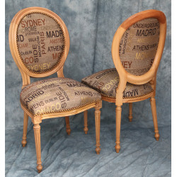LOT 8 CHAISES MEDAILLON DONT 2 CHAISES AVEC ACCOUDOIRS - Toile de Jute - Vernis Naturel - "PROMO -20%"