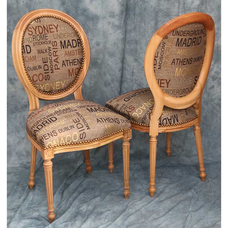 LOT 8 CHAISES MEDAILLON DONT 2 CHAISES AVEC ACCOUDOIRS - Toile de Jute - Vernis Naturel - "PROMO -20%"
