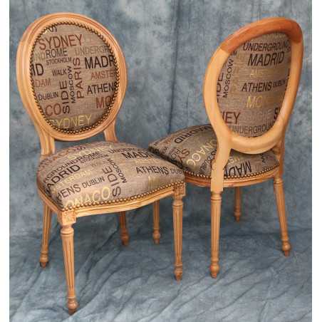 LOT 8 CHAISES MEDAILLON DONT 2 CHAISES AVEC ACCOUDOIRS - Toile de Jute - Vernis Naturel - "PROMO -20%" LOT 8 CHAISES MEDAILLON DONT 2 CHAISES AVEC ACCOUDOIRS - Toile de Jute - Vernis Naturel - "PROMO -20%"
