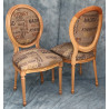 LOT 8 CHAISES MEDAILLON DONT 2 CHAISES AVEC ACCOUDOIRS - Toile de Jute - Vernis Naturel - "PROMO -20%"