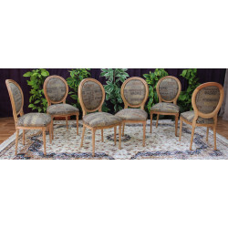 LOT 8 CHAISES MEDAILLON DONT 2 CHAISES AVEC ACCOUDOIRS - Toile de Jute - Vernis Naturel - "PROMO -20%"