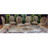 LOT 8 CHAISES MEDAILLON DONT 2 CHAISES AVEC ACCOUDOIRS - Toile de Jute - Vernis Naturel - "PROMO -20%"