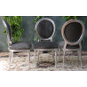 LOT 6 CHAISES MEDAILLON STYLE LOUIS XVI - Bois argent Velours gris - "PROMO -20%"
