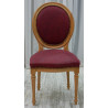 LOT 6 CHAISES MEDAILLON - Vernis naturel - Simili Cuir Velours Alcantara Daim Rouge et Noir