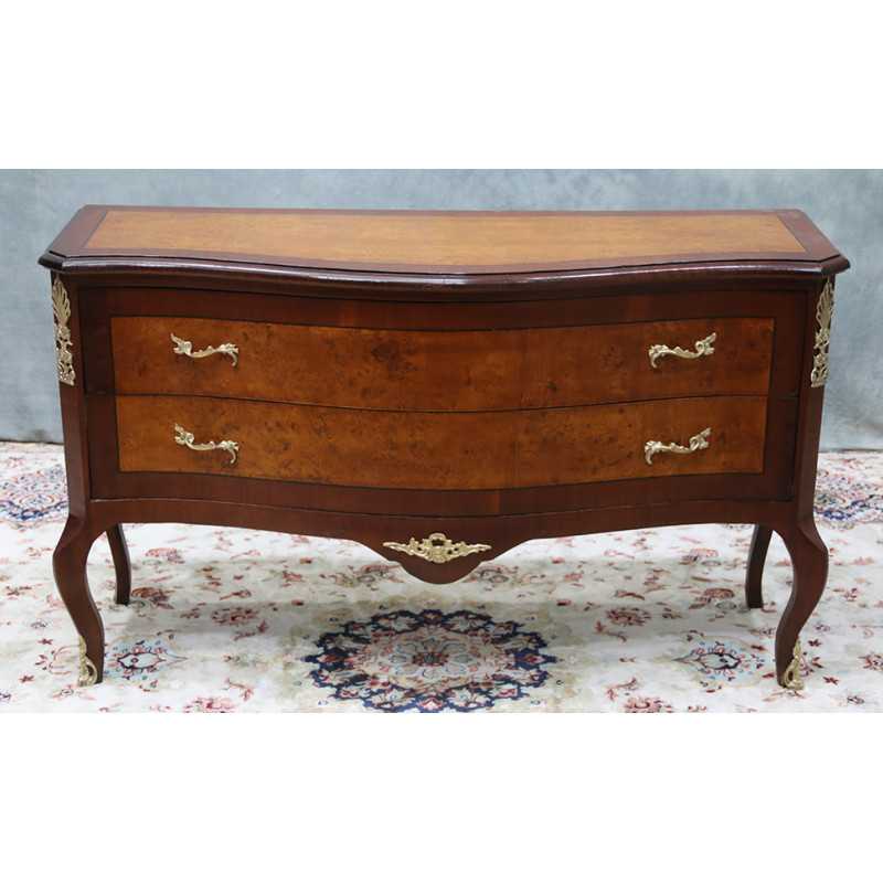 COMMODE DE STYLE LOUIS XV EN LOUPE D'ORME - Largeur 120cm - "PROMO -75%"