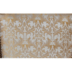 Vitrine Baroque en bois doré patiné à la feuille d'or avec reliefs blanc - Largeur 85cm - PROMO -20%