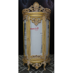 VITRINE DEMI-LUNE DE STYLE BAROQUE BOIS DORE A LA FEUILLE