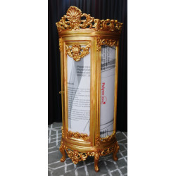 VITRINE DEMI-LUNE DE STYLE BAROQUE BOIS DORE A LA FEUILLE
