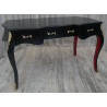 Bureau Baroque Style Louis XV en bois laqué noir et pieds rouge - Largeur 140x80cm -- PROMO STOCK -20% !