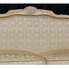 Salon Marquise avec un Canapé 3 places 175cm et 2 Fauteuils - Bois patine or et blanc et tissus crème et 