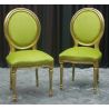 LOT 4 CHAISES MEDAILLON - Patine feuille d'Or noircis avec velours vert"PROMO -20%"