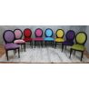 LOT 6 À 14 CHAISES MÉDAILLON MULTICOLORES EN STOCK - Bois laqué noirLOT 6 À 14 CHAISES MÉDAILLON MULTICOLORES - Bois laqué noirMulticolores = une couleur différente par chaise.Chaises Médaillon Louis XVI en hêtre 100% massif, robustes, spacieuses et confortables, adaptées aussi bien aux particuliers pour un usage quotidien qu’aux professionnels de la restauration pour une utilisation intensive.Finition du bois : laqué noir.Prix promotionnel sur stock : 199€ TTC l’unité, exclusivement sur les modèles actuellement en stock et jusqu’à épuisement des stocks.Prix sur commande : 249€ TTC l’unité.Minimum de commande : 6 chaises.Nous disposons en permanence d’environ 8 à 12 couleurs de velours moderne en stock. Près de 800 couleurs et références de tissus sont disponibles sur commande, avec différentes matières comme le simili cuir, le lin, le coton, etc.Le stock disponible immédiatement est exclusivement proposé en velours moderne.Les couleurs disponibles en stock sont visibles dans notre catalogue, rubrique « Velours moderne ». Pour les fabrications sur commande, consultez également toutes les autres rubriques de tissus et revêtements.Hauteur d’assise : 48/50 cmHauteur totale : 100/101 cmLargeur d’assise : 48/50 cm