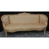 Canapé Marquise Style Baroque - Bois patine or et blanc et tissus crème et blanc