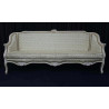 Canapé Cabriolet Baroque de Style Louis XV - Bois patine or et blanc et tissus crème et blanc